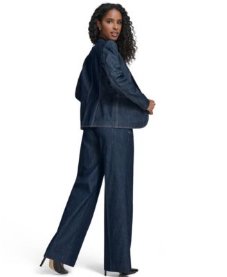 Women's One Button Denim Blazer