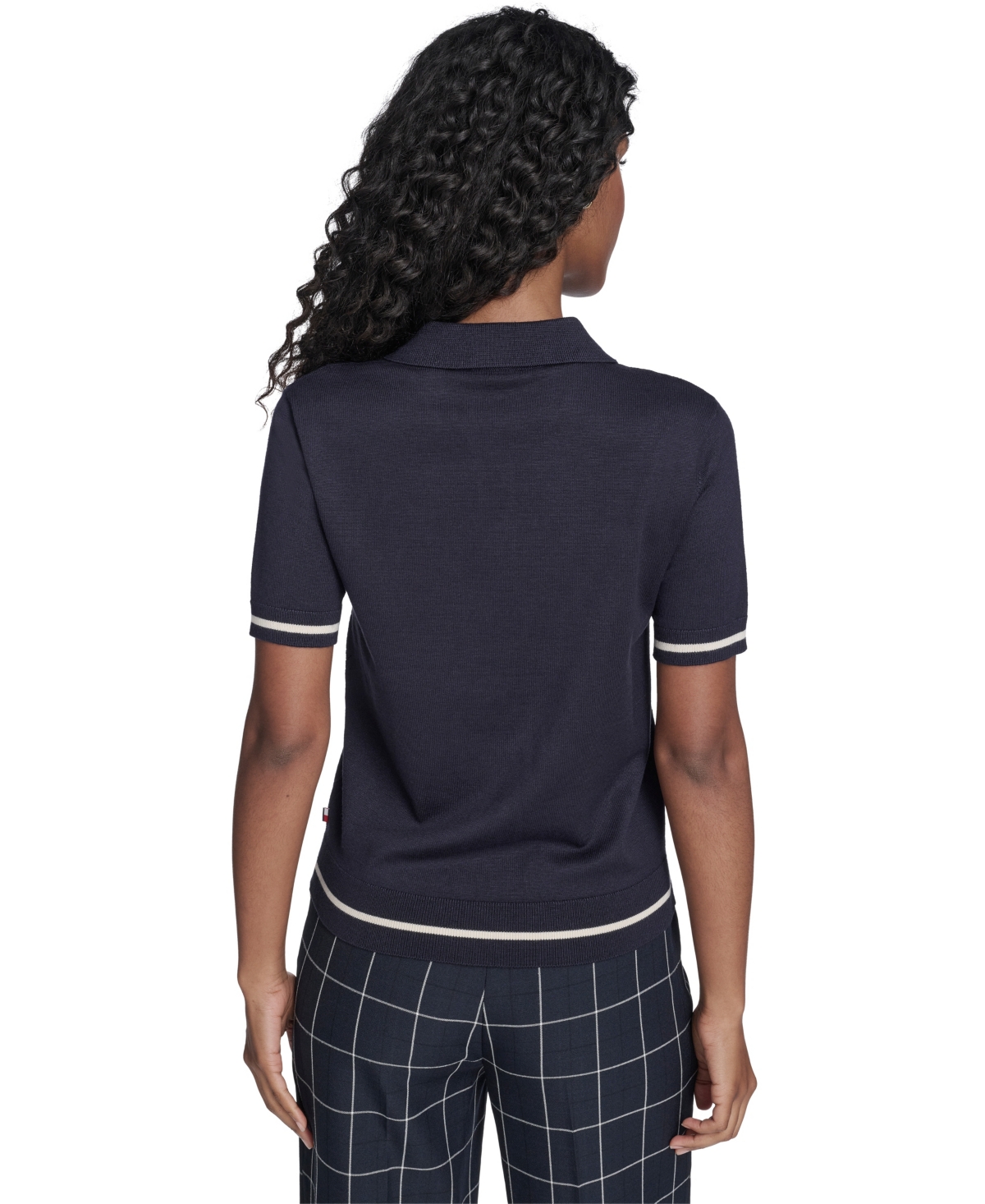 Tommy Hilfiger Women's Short Sleeve Pointelle Polo Sweater
