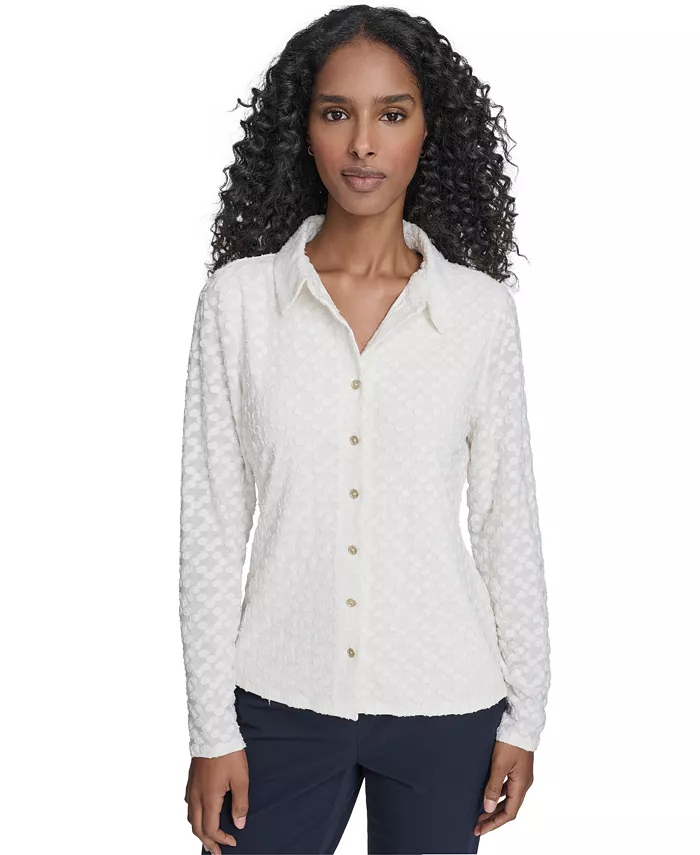 Women's Floral Clip Button-Up Top - thumbnail 8