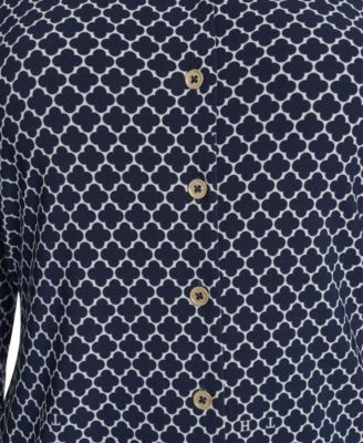 Women's Long Sleeve Clover Button-Up Top