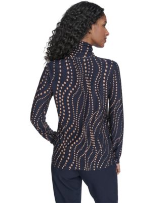 Women's Long Sleeve Cascade Dot Turtleneck Top