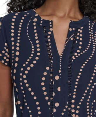 Women's Cascade Dot Cap Sleeve V-Neck Top