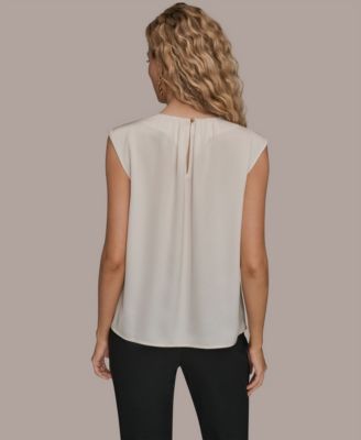 Women's Solid Sleeveless Twist Neck Top
