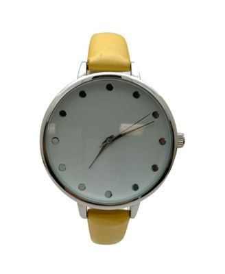 Solid Vibrant Color Everyday Faux Leather Women Watch, Yellow
