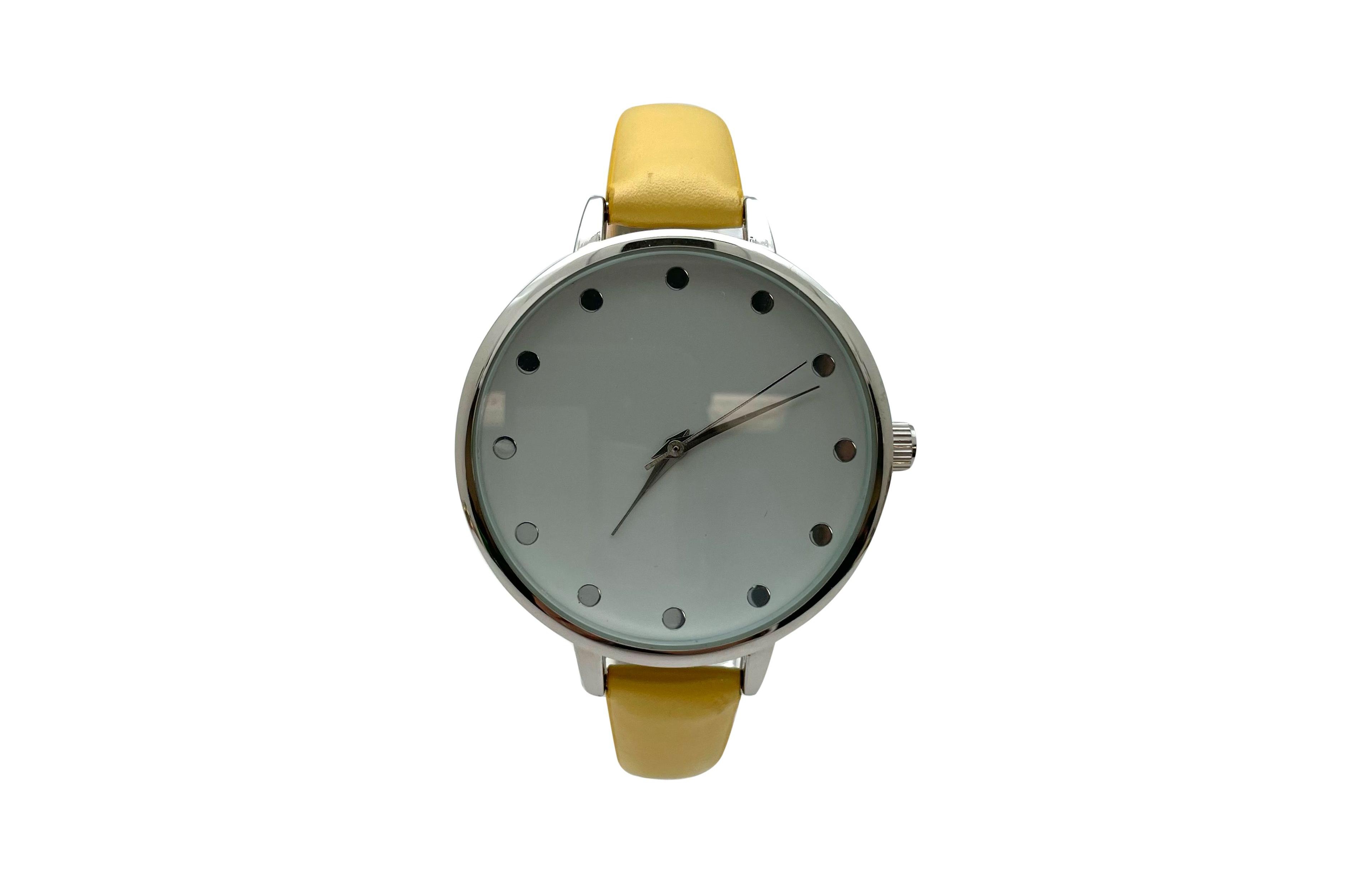 Olivia Pratt Solid Vibrant Color Everyday Faux Leather Women Watch, Yellow