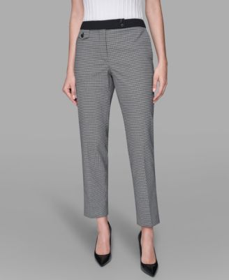 KARL LAGERFELD PARIS - Women's Checkered Straight Ankle Pants