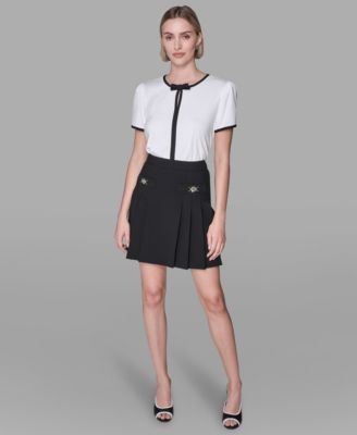 Women's Back Invisible Zipper Knee Length & Pleated Skirt