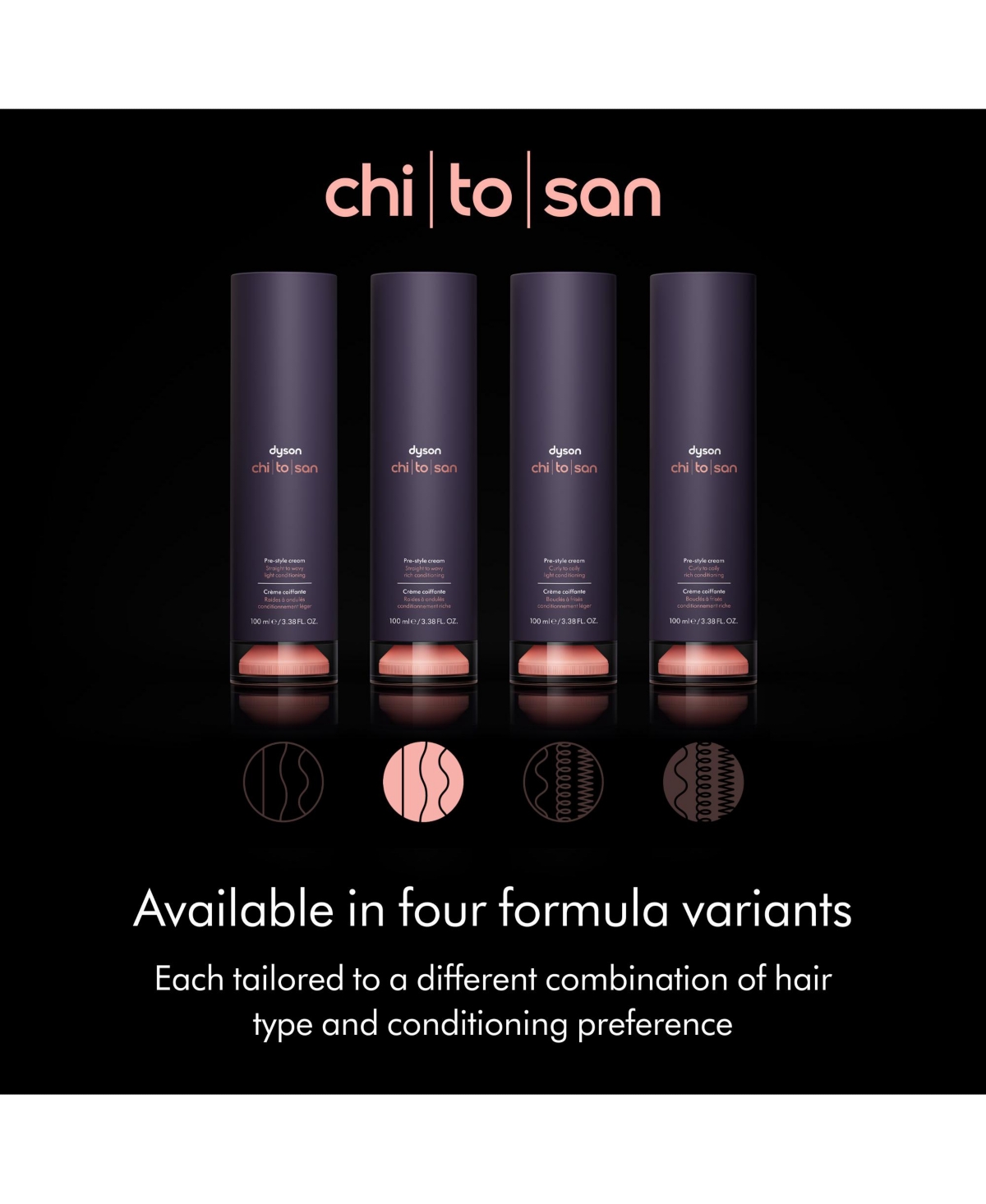 Dyson Chitosan Pre-style cream, Straight to Wavy, Rich Conditioning, 100ml