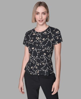 KARL LAGERFELD PARIS - Women's Short-Sleeve Fitted Top