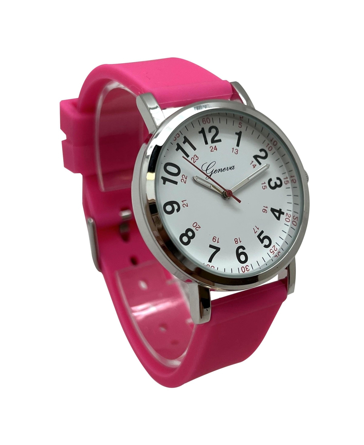 Olivia Pratt Hot Pink Easy-Read Nurse Watch with Silicone Band Women Watch