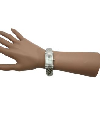 Silver Square and Thin Face Bangle Women Watch