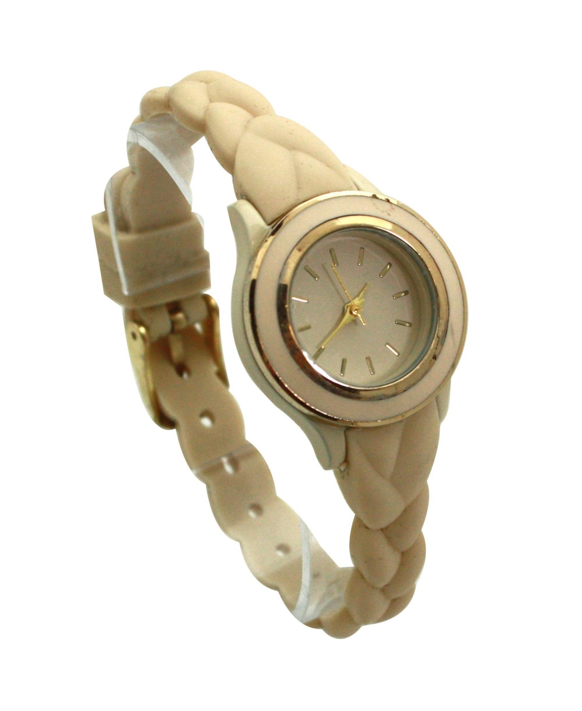 Olivia Pratt Beige Braided Silicone Band Women Watch