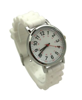 White Solid Silicone Bold Numbers Women Watch