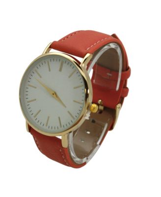 CORAL MINIMALIST LEATHER STRAP WATCH