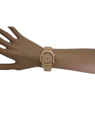 ROSE GOLD WOMENS CLASSIC 3-DIAL METAL WATCH