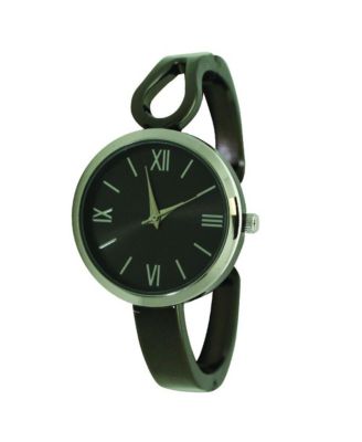 Gunmetal Silver Olivia Pratt Shape Every Day Two Tone Metal Bangle Watch