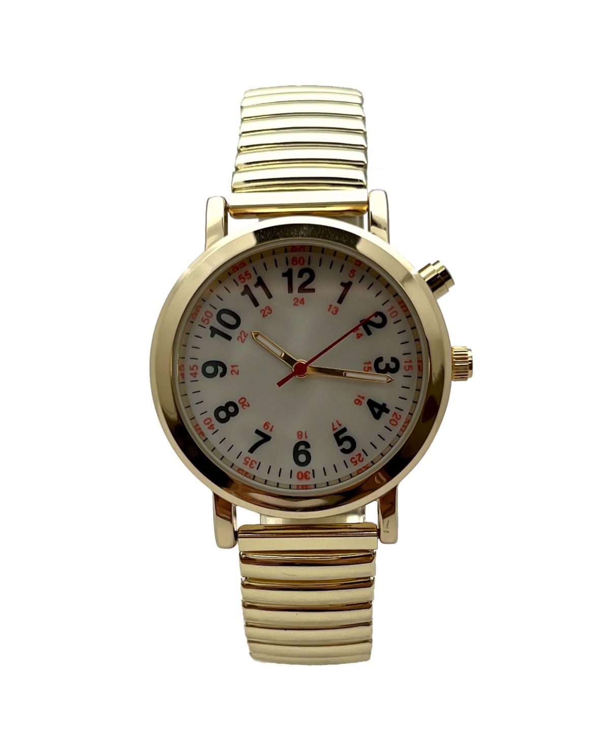 Легко читаемые часы медсестры с золотым эластичным ремешком и женскими часами с секундной стрелкой