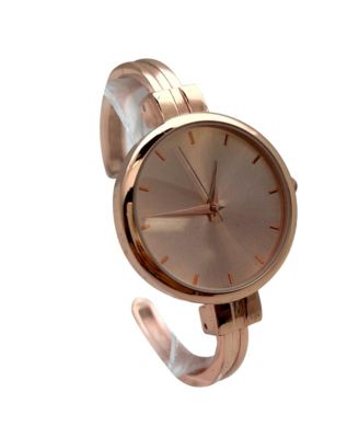 Rose Gold Big Face Minimalist Bezel Bangle Women Watch
