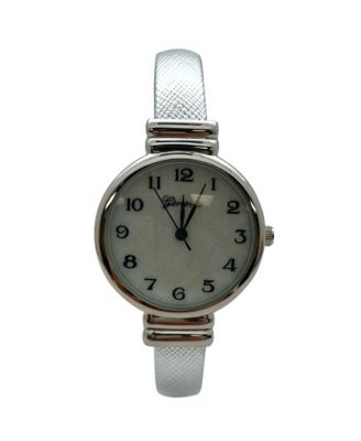 Metallic Colors Everyday Minimalist Bangle Women Watch, Silver