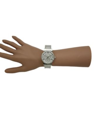 Stainless Steel Crystal Detail Bangle Watch - Silver