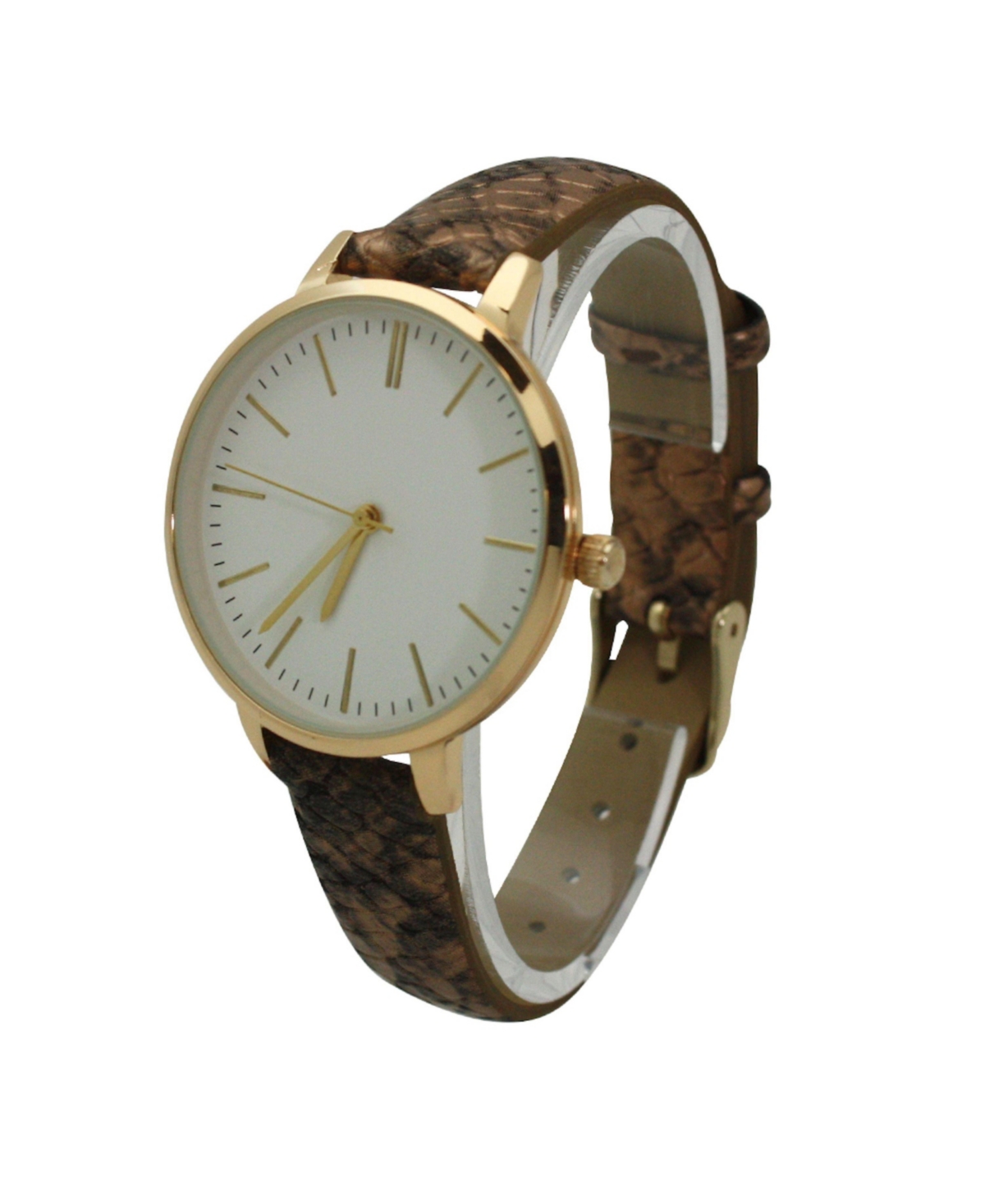 Olivia Pratt Bronze Snake Print Leather Strap Watch