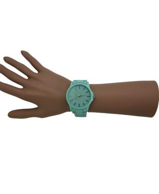 Teal Solid Color Large Face Women Watch