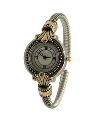 Two Tone Small Elegant Antique Look Women Bangle Watch
