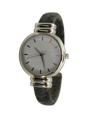 Dark Gray Faux Snake Skin Bangle Women Watch