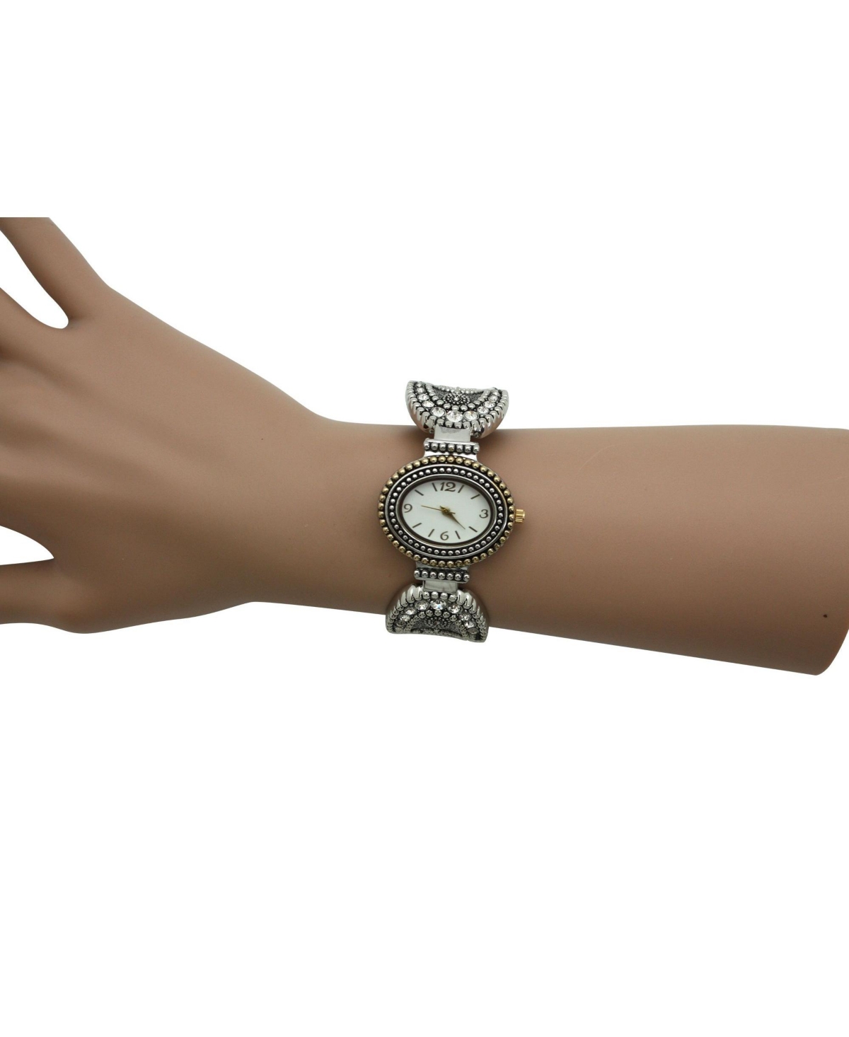 Olivia Pratt Silver Rhinestones and Textured Classy Women Watch