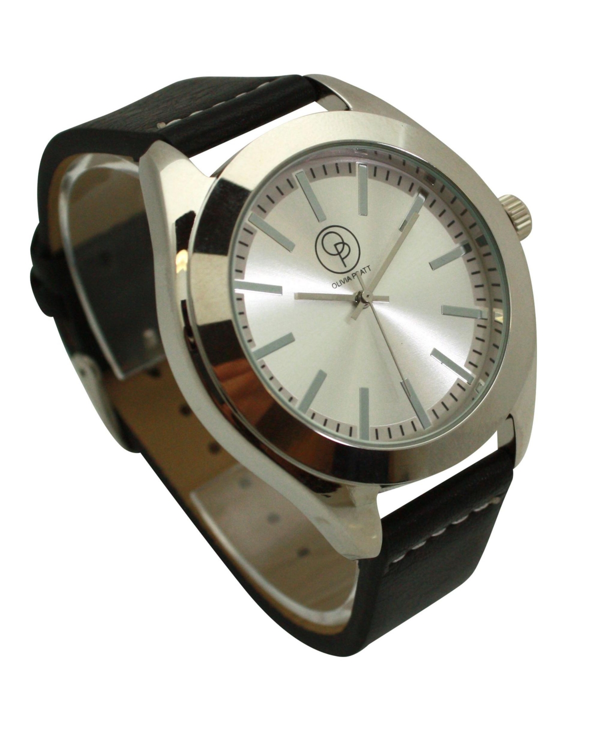 Olivia Pratt Silver Minimalist Faux Leather Band Women Watch