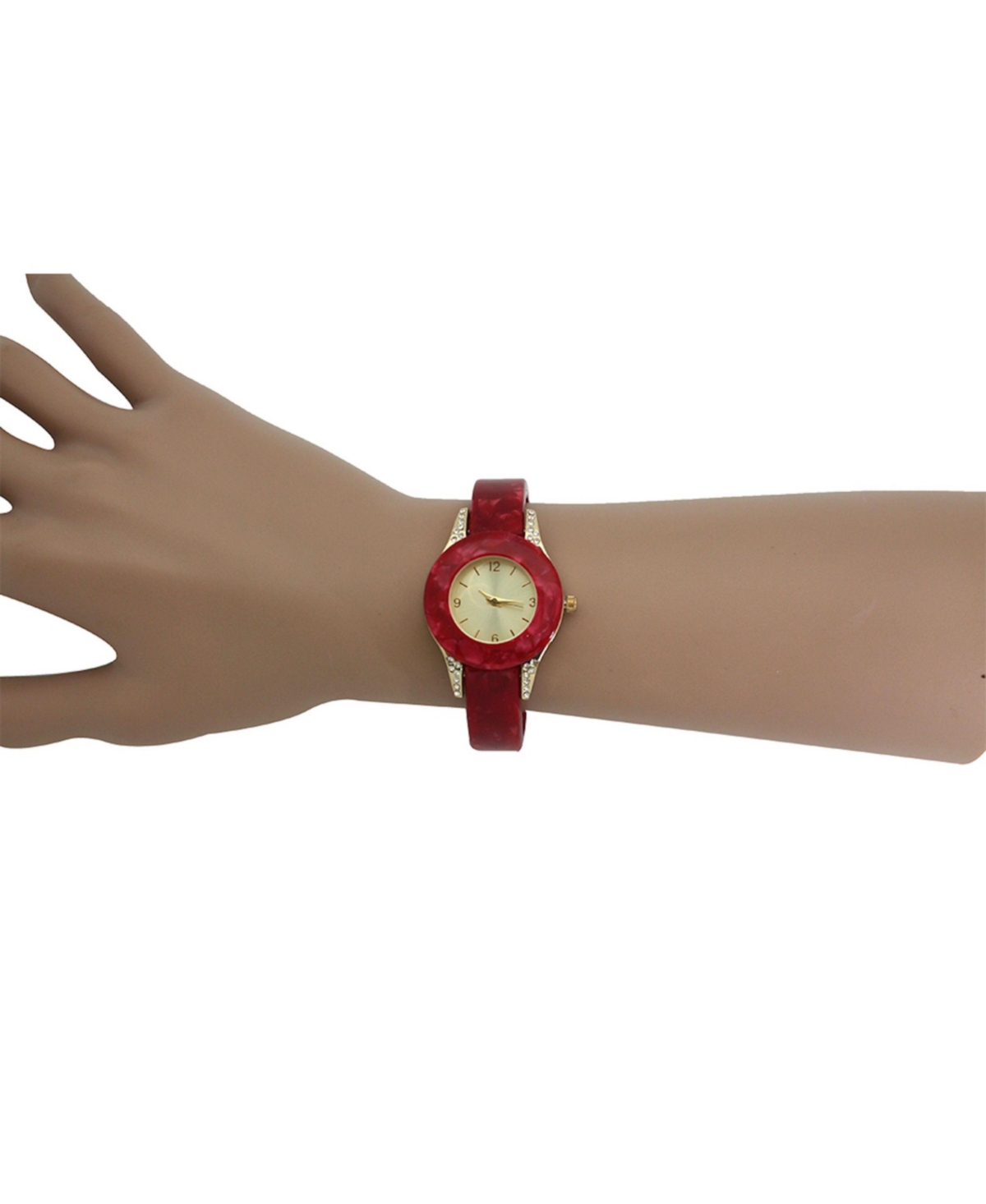 Olivia Pratt Red Rhinestone Tortoise Bangle Watch