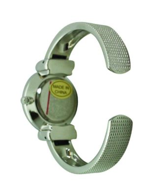 Silver Every Day Textured and Rhinestone Metal Bangle Watch