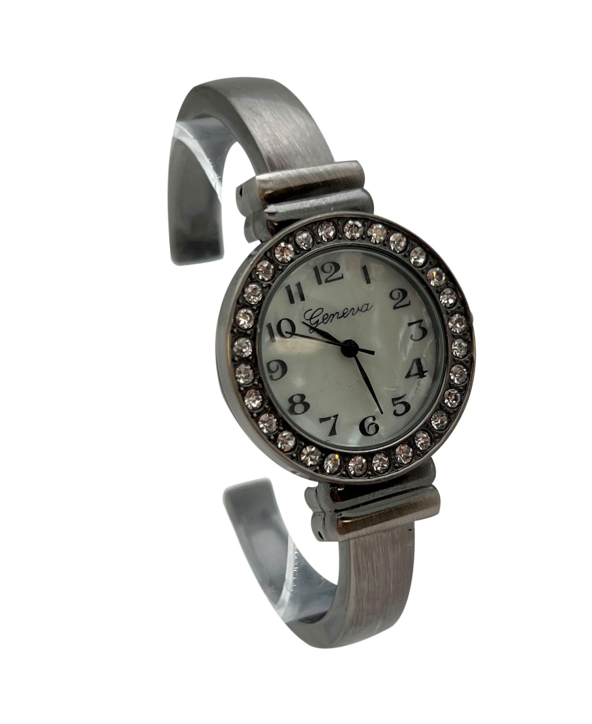 Olivia Pratt Gunmetal New Style Rhinestone Bezel Bangle Women Watch