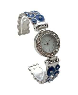 Blue Silver Colorful Round Shapes Band Bangle Women Watch