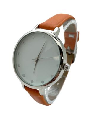 Solid Vibrant Color Everyday Faux Leather Women Watch, Orange