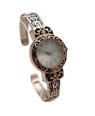 Metallic and Detailed Round Face Bangle Women Watch