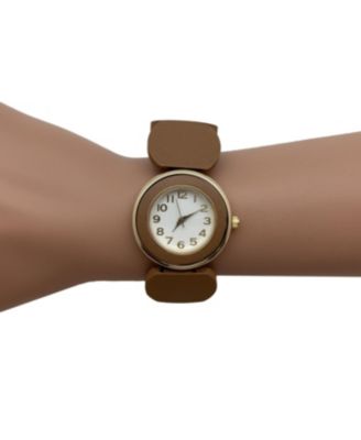 Tan Gold Stretch Wooden Watch