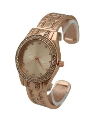 ROSE GOLD RHINESTONE SHINY BANGLE WATCH