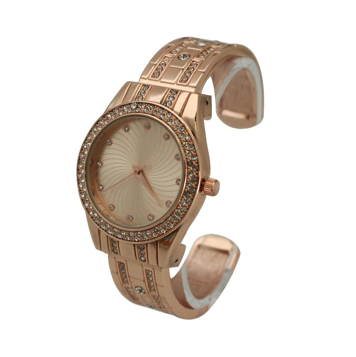 Olivia Pratt Rose Gold Rhinestone Shiny Bangle Watch