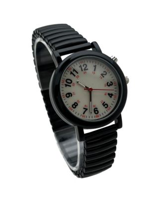Black Stretch Band Easy Read Nurse Watch with Second Hand Women Watch