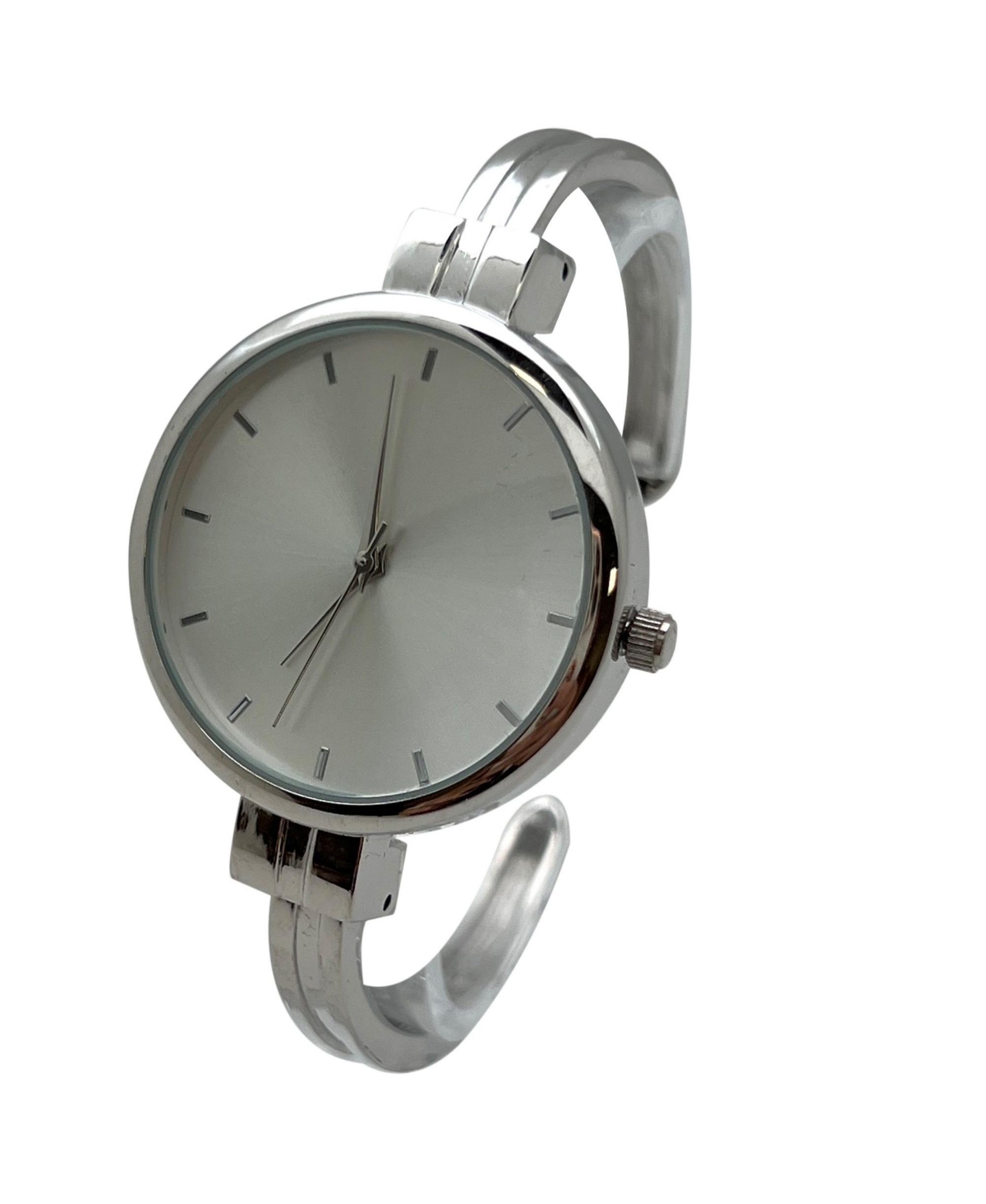 Olivia Pratt Silver Big Face Minimalist Bezel Bangle Women Watch