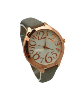 Grey Rose Artistic Numeral Leather Strap Watch