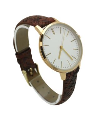 Brown Snake Print Leather Strap Watch