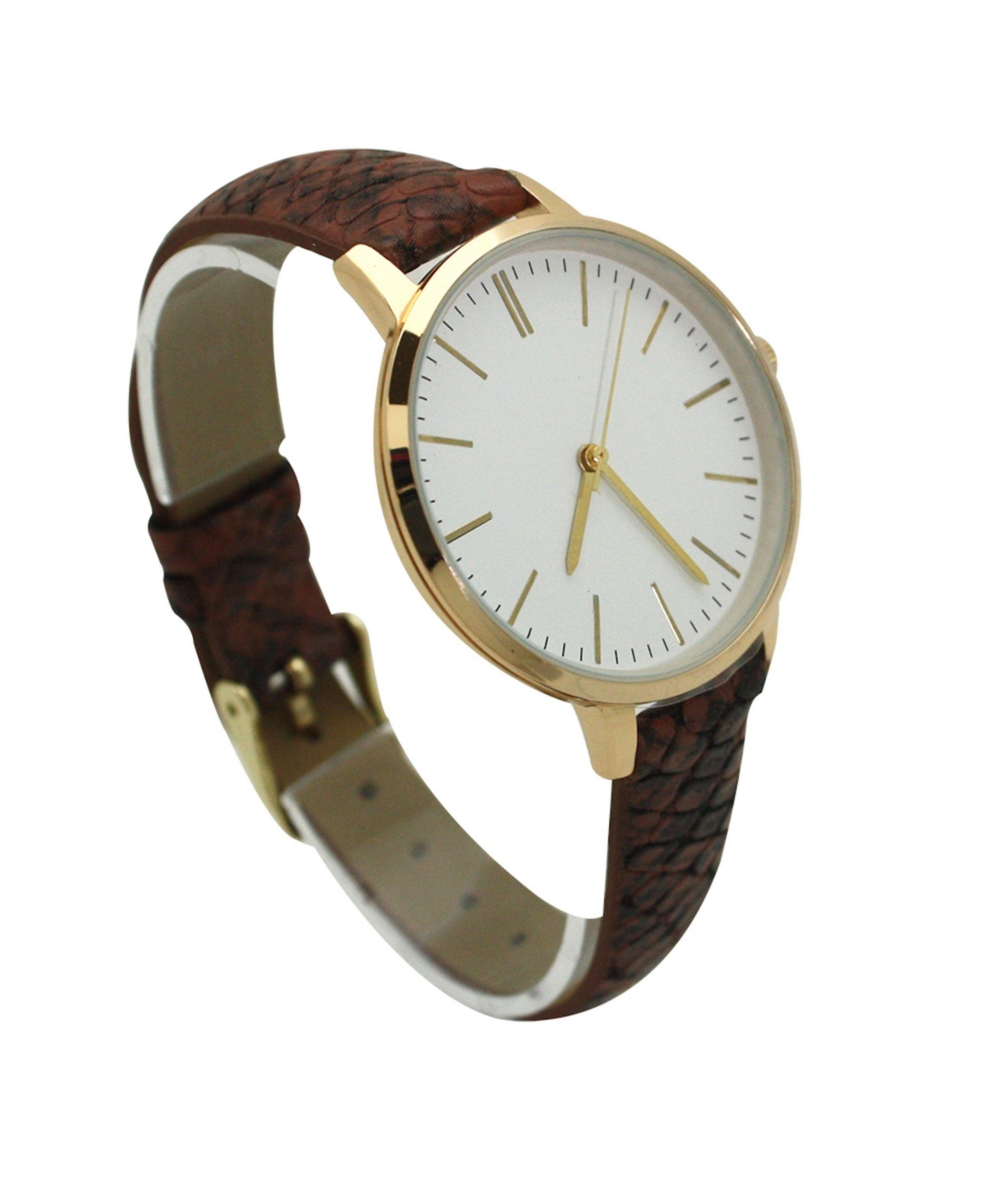 Olivia Pratt Brown Snake Print Leather Strap Watch
