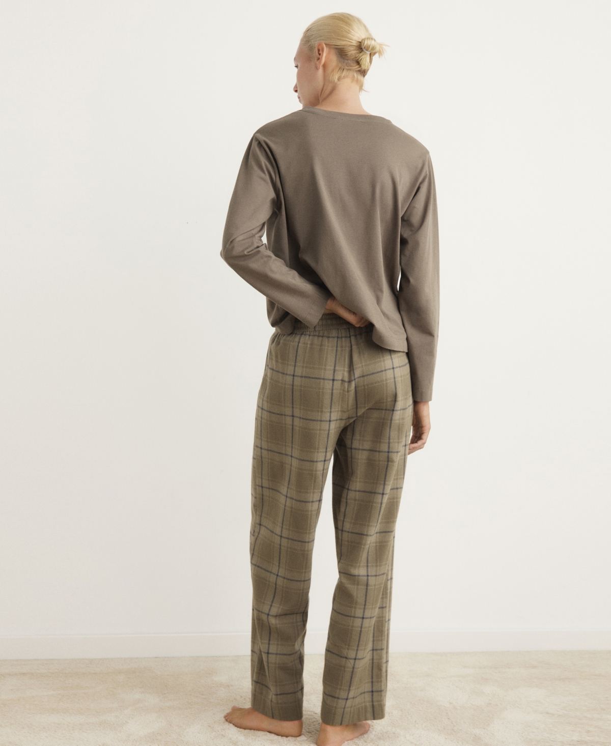 Mango Women's Two-Piece Flannel Check Pajamas