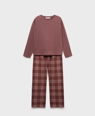 MANGO - Women's Two-Piece Flannel Check Pajamas
