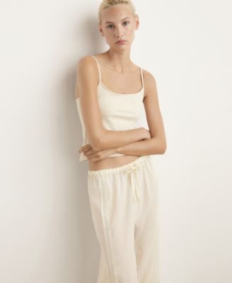 Women's Drawstring Cotton Lace Pajama Pants