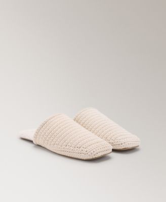 MANGO - Women's Sherpa Lining Crochet Mule Slippers