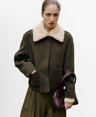 MANGO - Women's Borg Collar Wool Blend Jacket