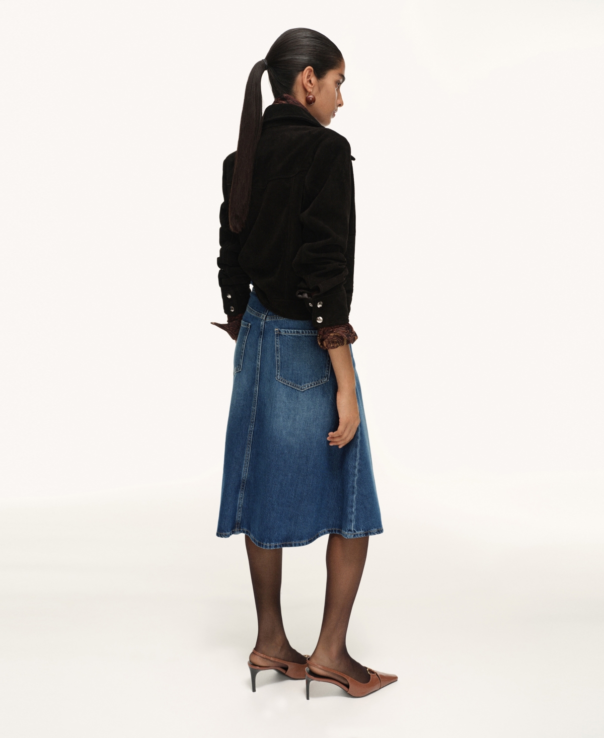 Mango Women's Midi Denim Skirt In Blue